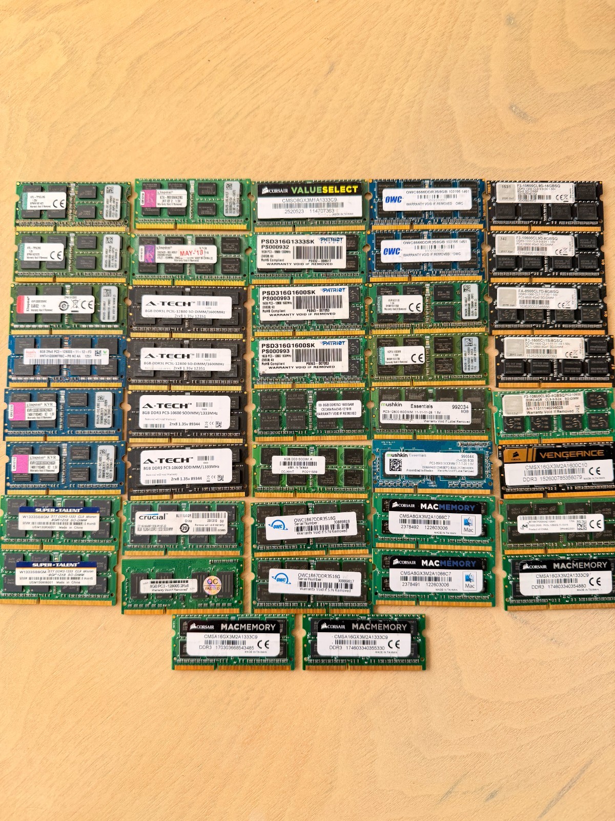 Lot of 41 Laptop RAM DDR3 DDR3L/DDR3 SODIMM 8GB 16GB Kingston Corsair OWC Mixed