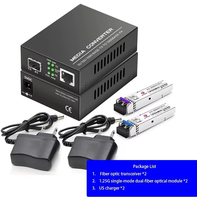 BYXGD Gigabit Fiber Optic Media Converter SFP Transceiver BIDI 20KM LC US