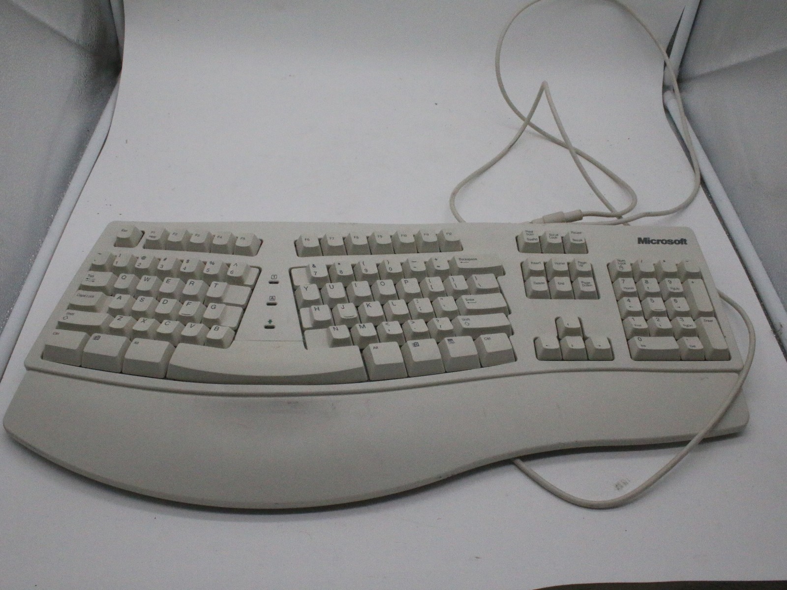 Vintage Microsoft Natural Keyboard Wired Ergonomic White PS2 Model# 58221