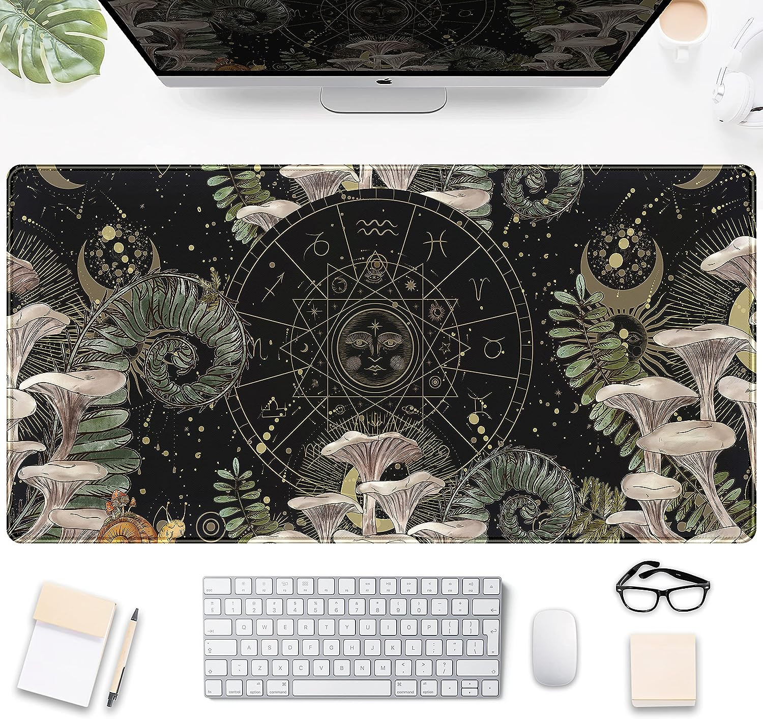 Moon Mushroom Gaming Desk Pad 31.5"x15.75" Extended XXL Mouse Mat