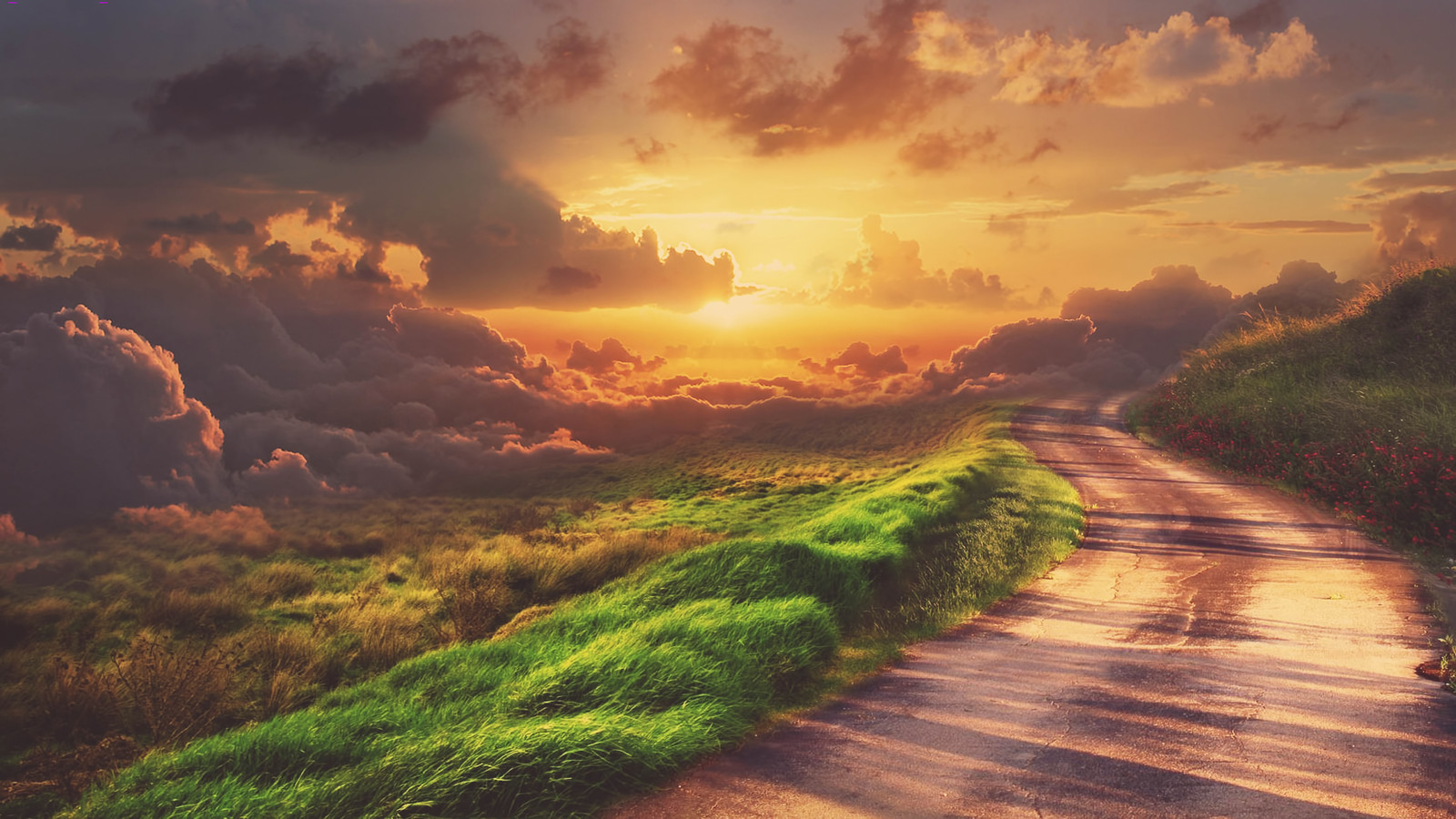 Landscape road sunset sunlight nature Custom Gaming Mat Desk
