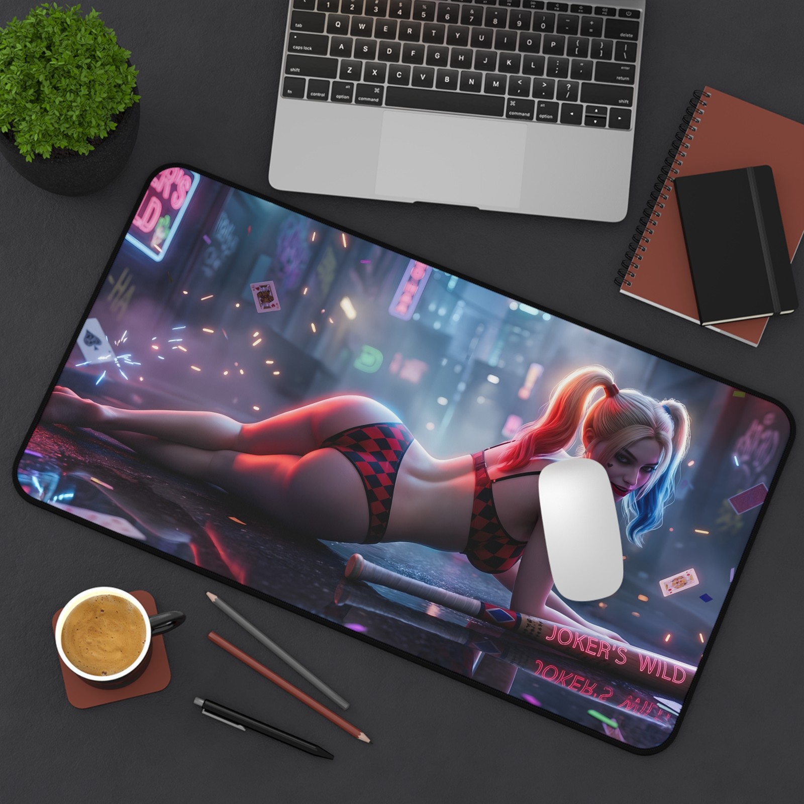 Harley Quinn Desk Mat, DC Computer Desk Pad, Gamer Desk Decor