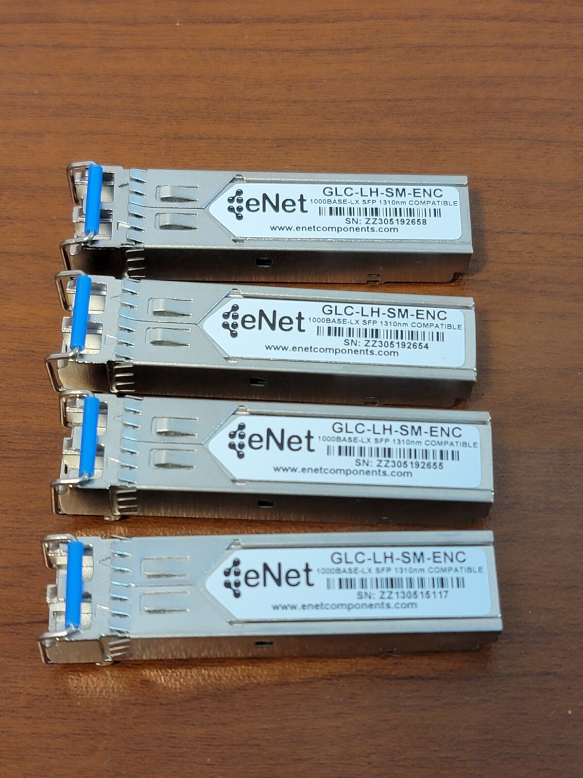 4x Lot ENET GLC-LH-SM-EMC Genuine SFP Transceiver Modules - TESTED