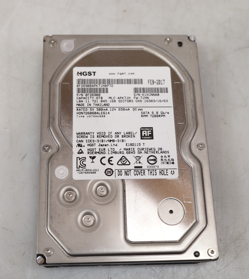 HGST 6TB 3.5" 7200RPM SATA Internal Hard Drive 0F26900