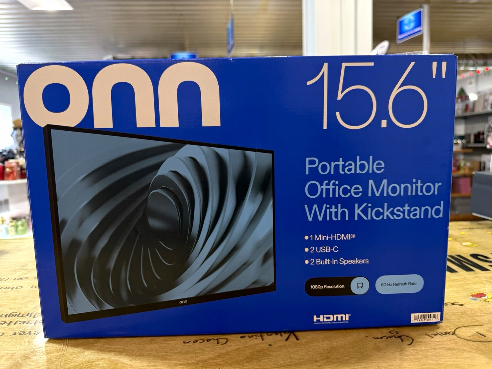 onn. 15.6in Portable Office Monitor 1080p 60Hz IPS USB-C Mini-HDMI Speakers