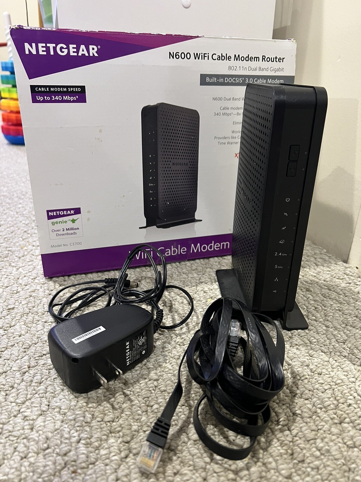Netgear N600 WiFi Cable Modem Router Model C3700 Used And Ready To Go
