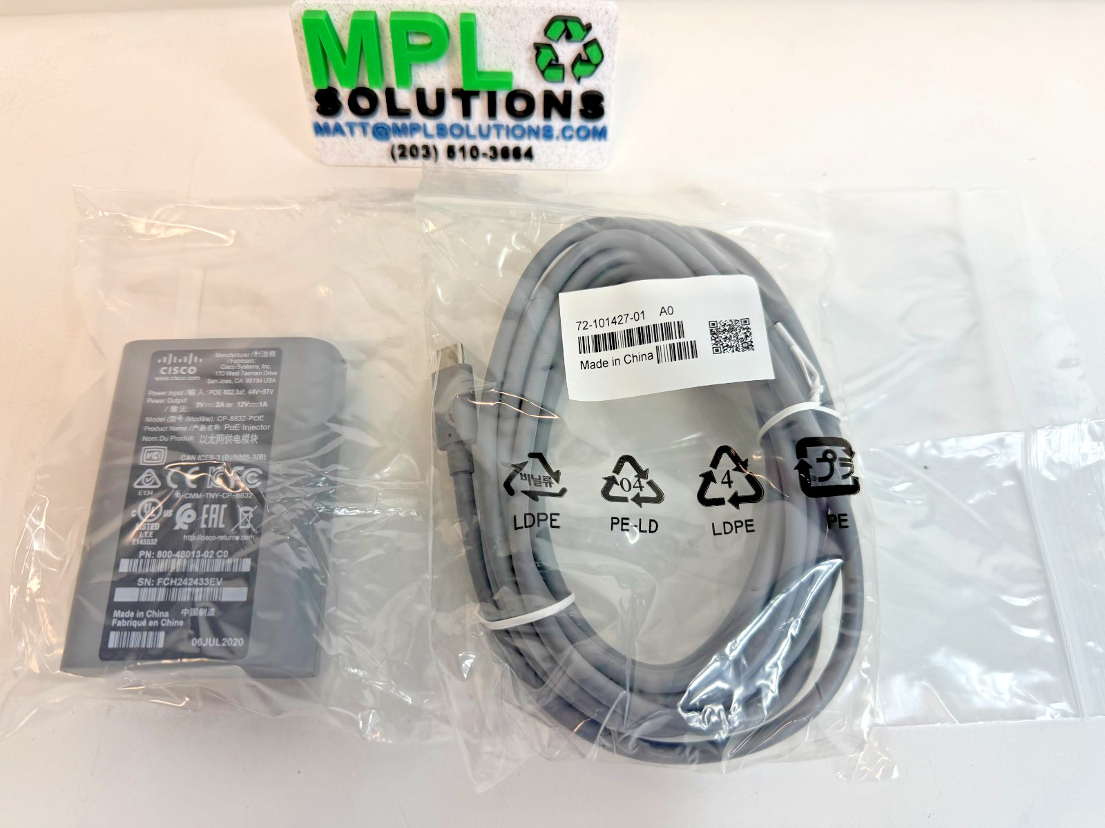 Cisco CP-8832-POE PoE Injector IP Conference Phone+USB-C Cable 800-48013-02 NEW