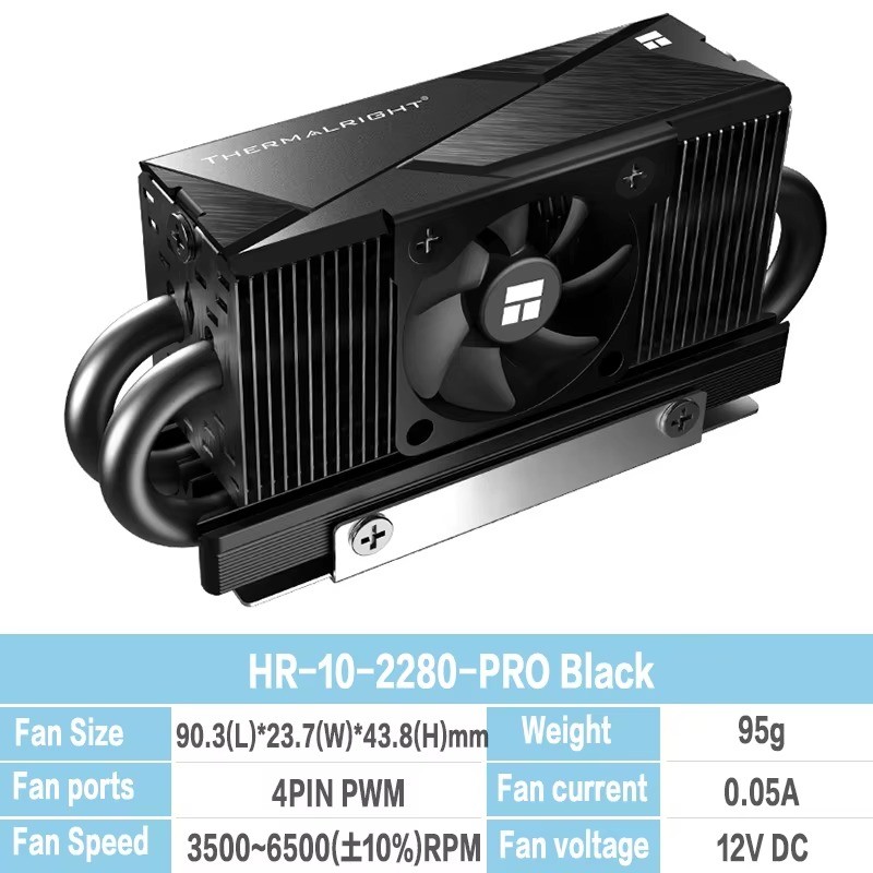 Thermalright HR-10 2280 M.2 SSD Heat Sink 4 Heat Pipe Fan PCIe 5.0