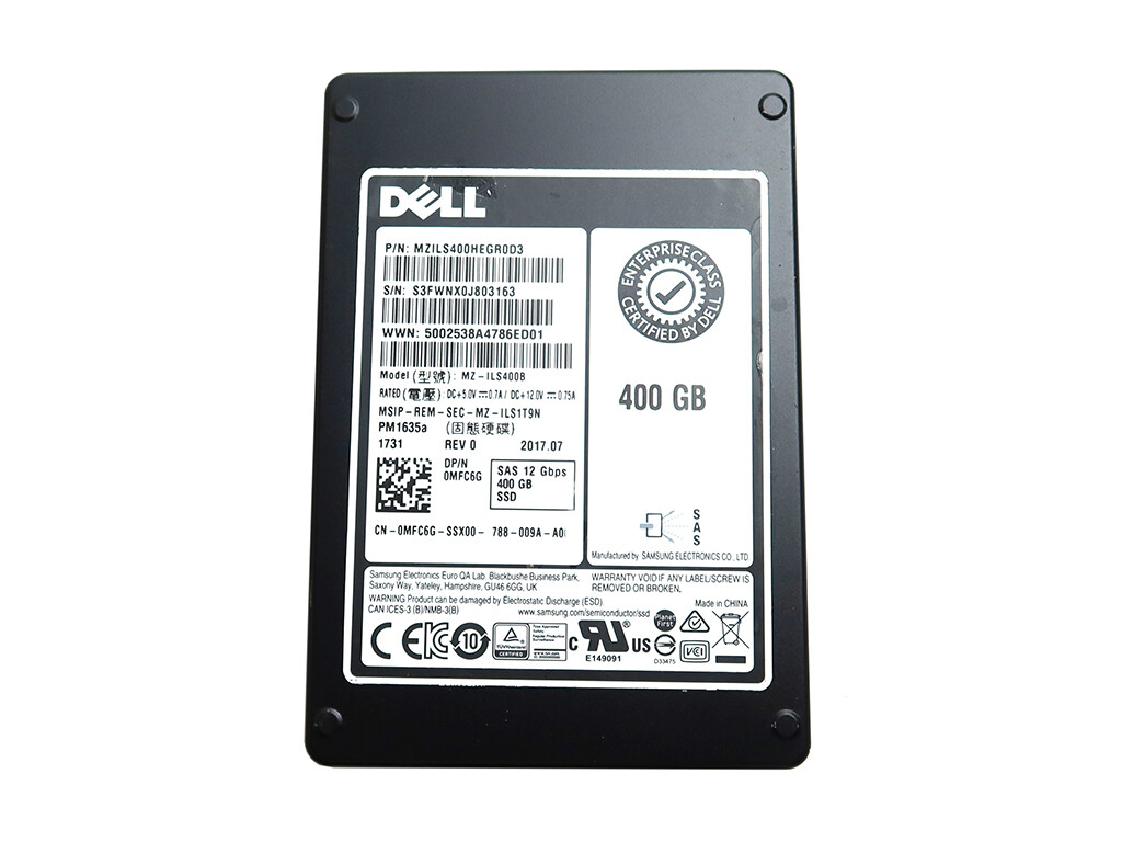 PM1635A For SAMSUNG MZ-ILS400B400GB2.5"TLC SAS12.0GB/S SSD MFC6G MZILS400HEGR0D3