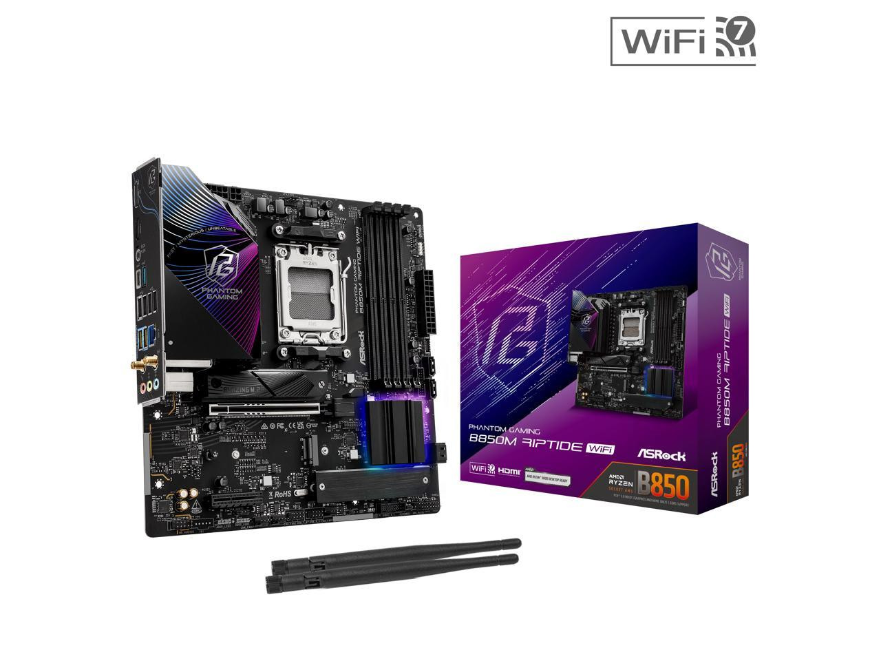 ASRock B850M Riptide WiFi AM5 AMD B850 SATA 6Gb/s Micro ATX Motherboard