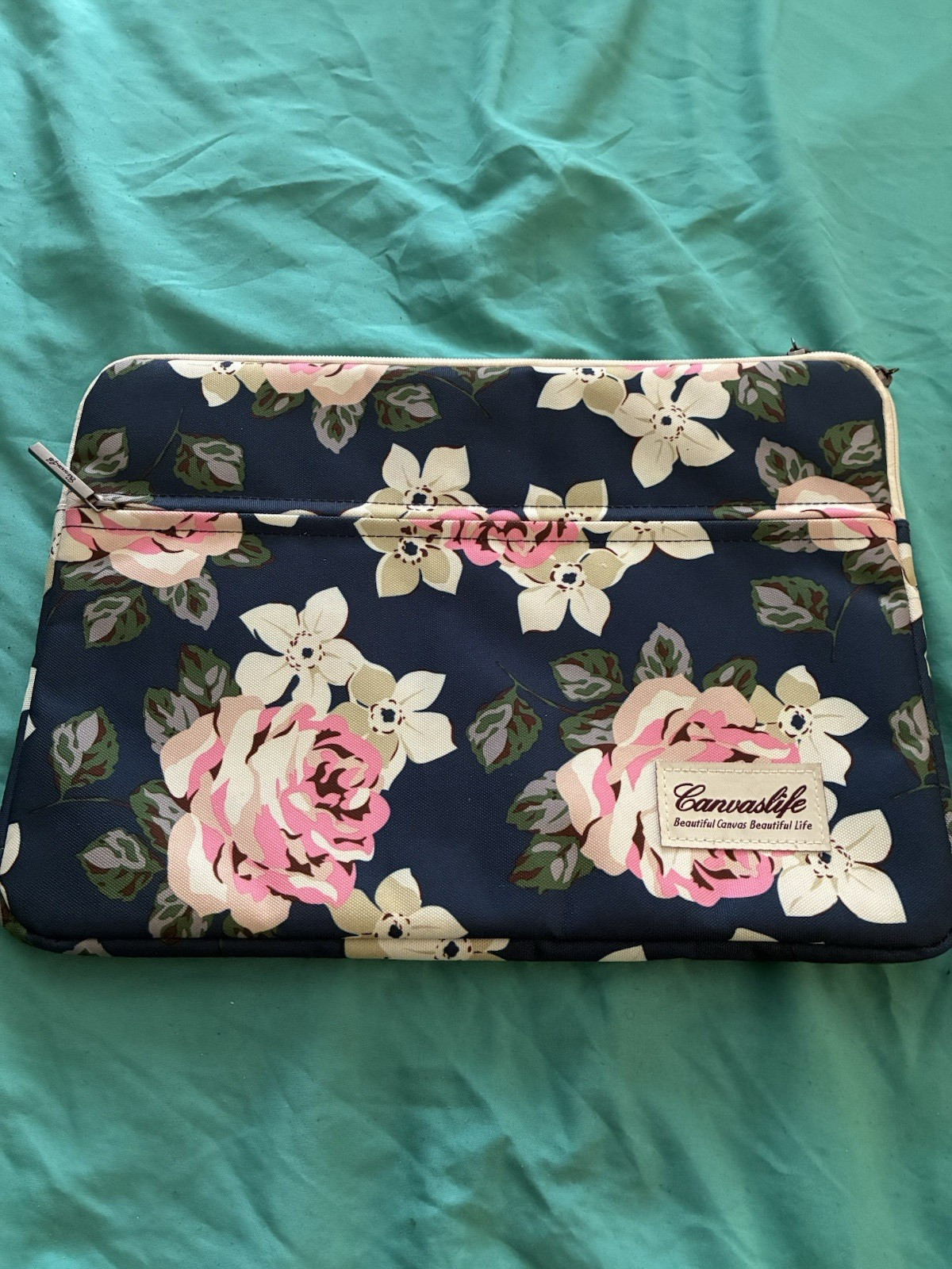 Canvaslife White Rose Patten Laptop Sleeve 14 inch 14.0 inch Laptop case Bag.