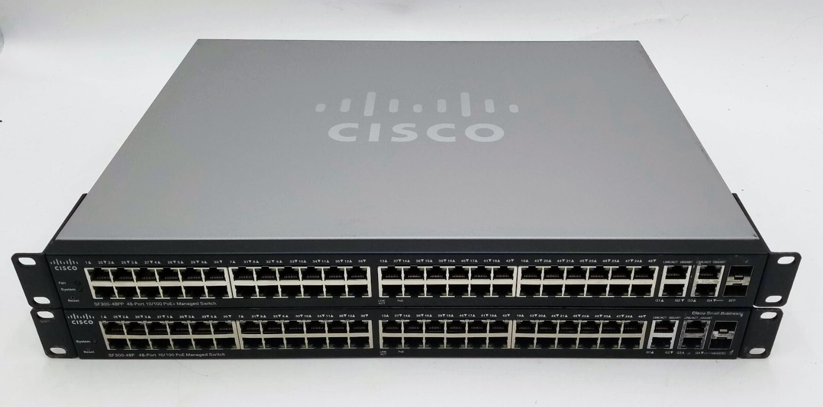 Lot of 2 Cisco SF300-48PP 48-Port 10/100 PoE Managed Ethernet Switch