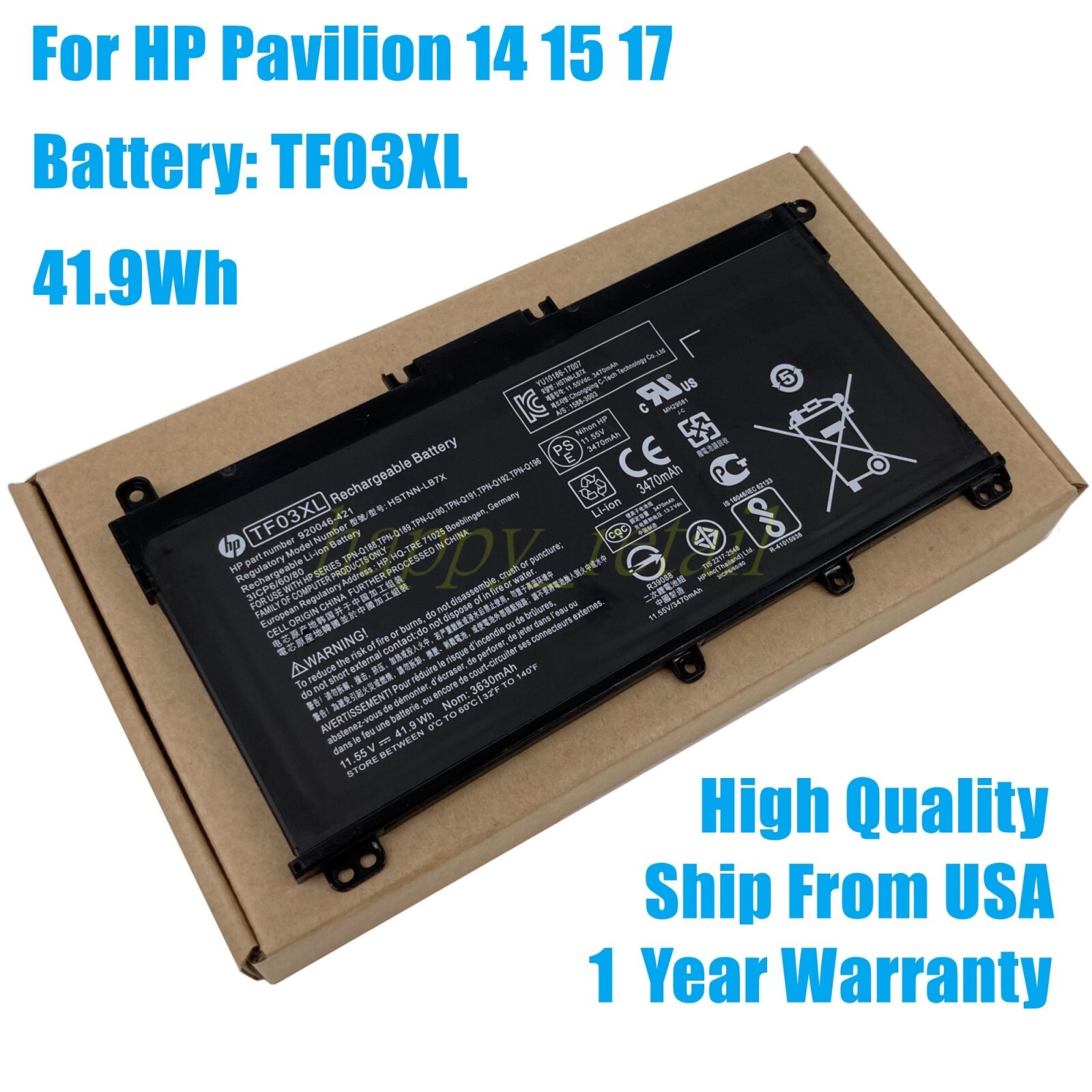 Genuine Battery TF03XL For HP Pavilion 14-BF 14-BK 14-CD 14-BP 15-CC 15-CD 17-AR