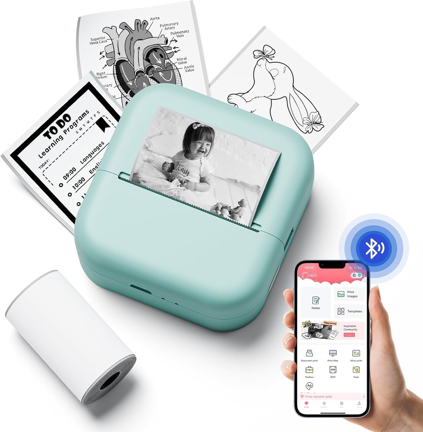 Mini Impresora Impresora Inteligente Inalámbrica Bluetooth Portátil oficina