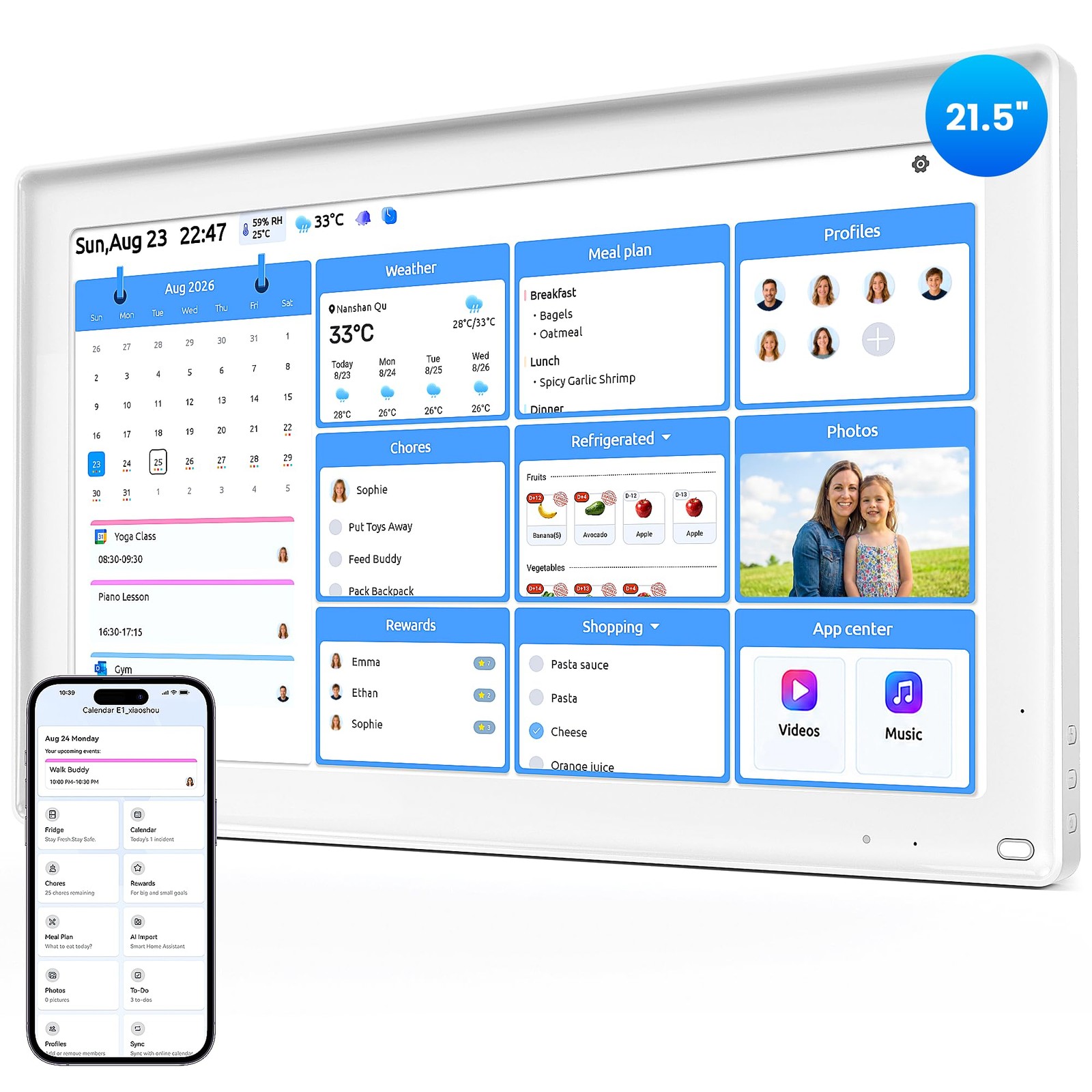 Digital Family Calendar 21.5 Smart Fridge Management HomeCal E1 EVERBLOG