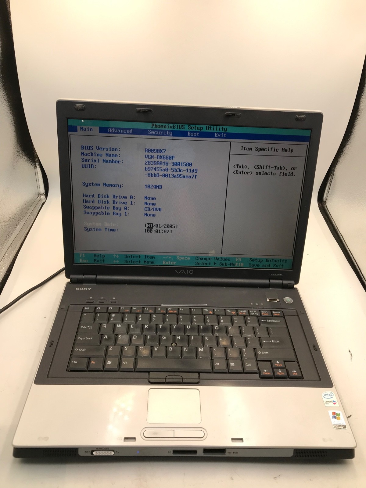 VINTAGE Sony VAIO VGN-BX660P Intel Core 2 Duo 15" Laptop 1GB RAM-MZ