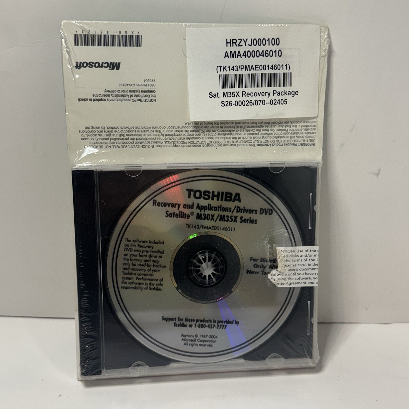 Toshiba Satellite M30X M35X Recovery DVD Windows XP Home Edition Sealed