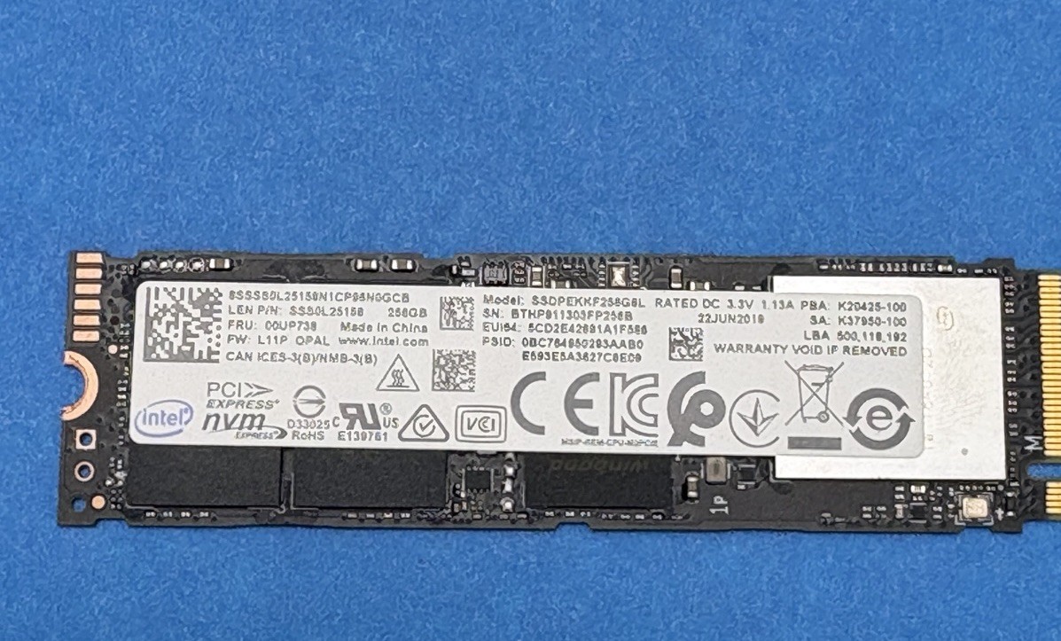 Intel 760P  SSDPEKKF256G8L 256GB M.2 PCIe NVMe 80mm Solid State Drive