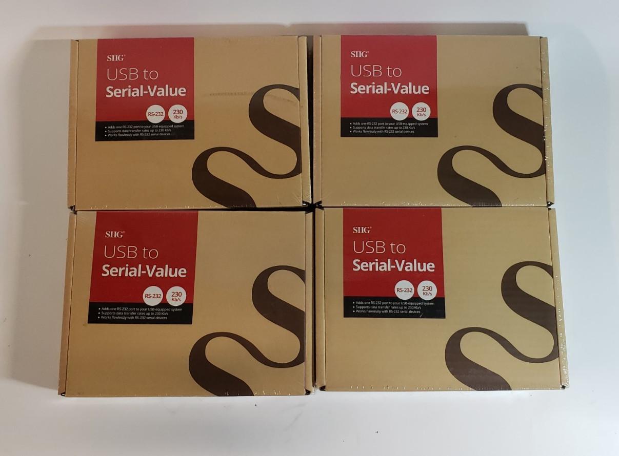 NEW Lot Of 4  SIIG USB to Serial-Value 9-Pin RS-232 PORT JU-000061-S1 1.5m