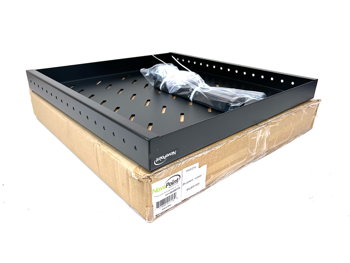 New NavePoint Fixed 4-Post 1U Server Shelf Adjustable 18" to 29" 00300779