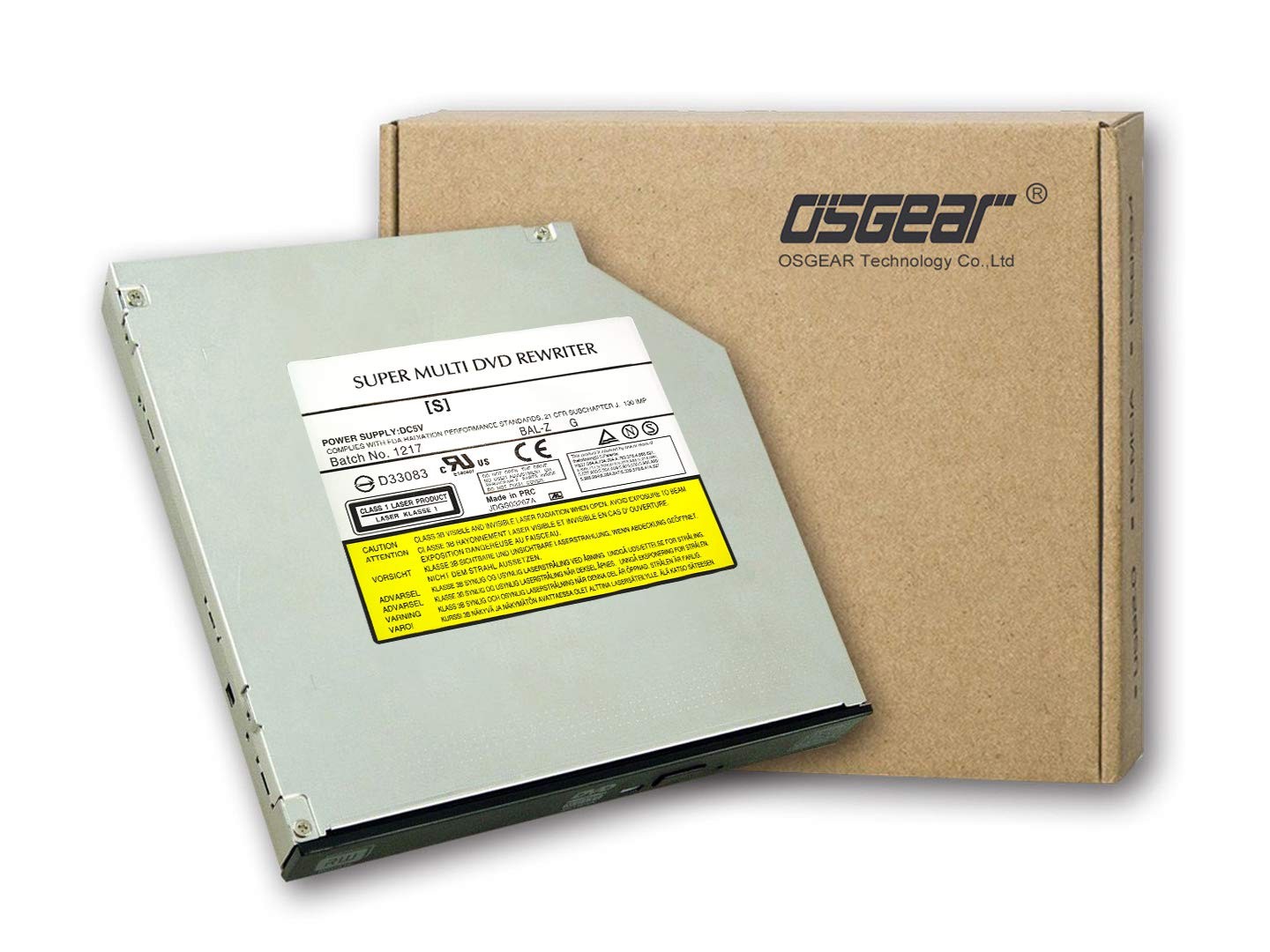 OSGEAR Internal 9.5mm Slim SATA 8x DVDRW CD DVD RW Rom Burner Optical Drive