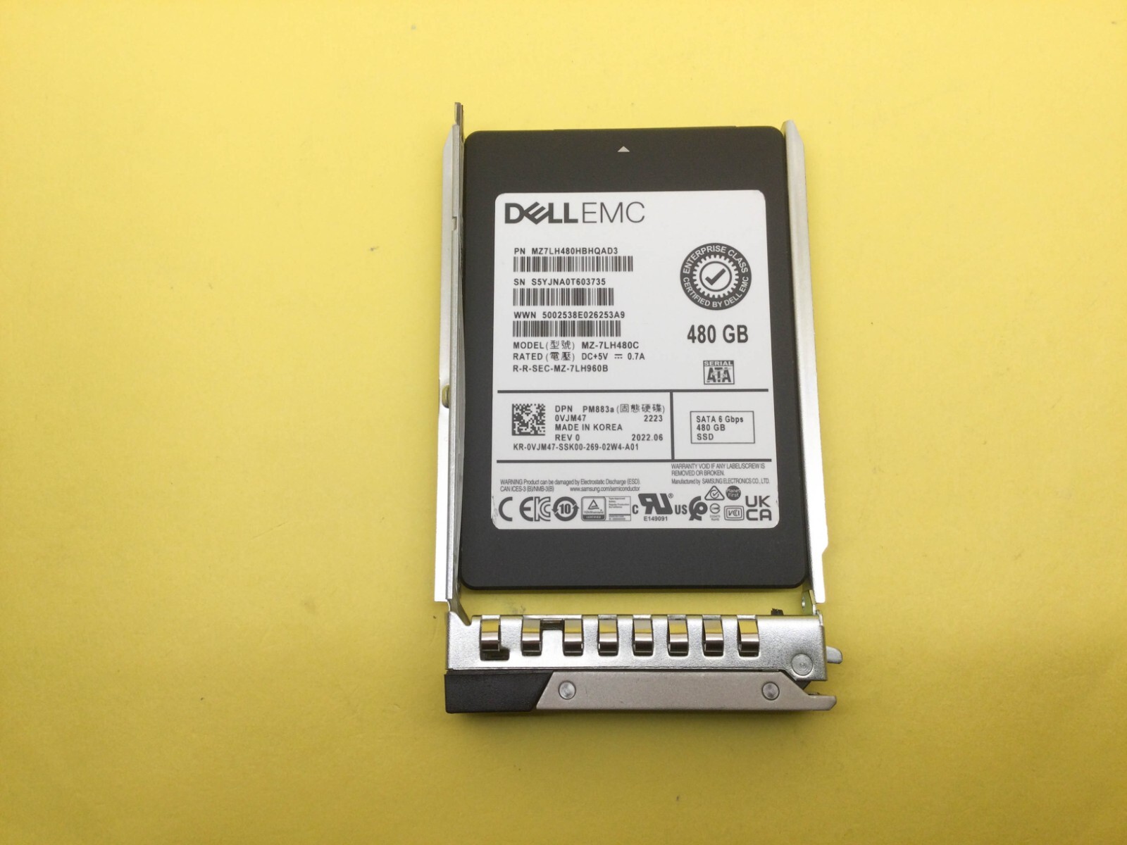 VJM47 DELL Samsung PM883a Series 480GB RI SATA 6Gbps 2.5in SSD 0VJM47 MZ-7LH480C