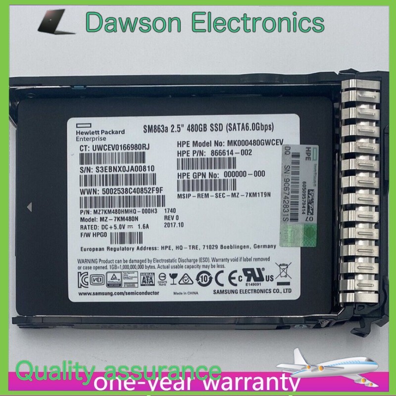 New NEW HPE 2.5" 480GB SATA 6G GEN9 G10 Server SSD Replace 816985-B21 817106-001