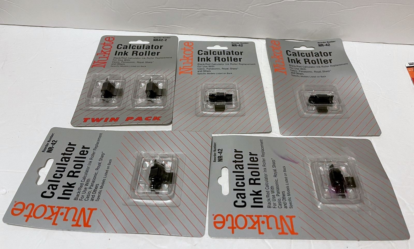 LOT OF 6 ~ NuKote Calculator Ink Roller Black Replacement NR-42 ~ Brand New