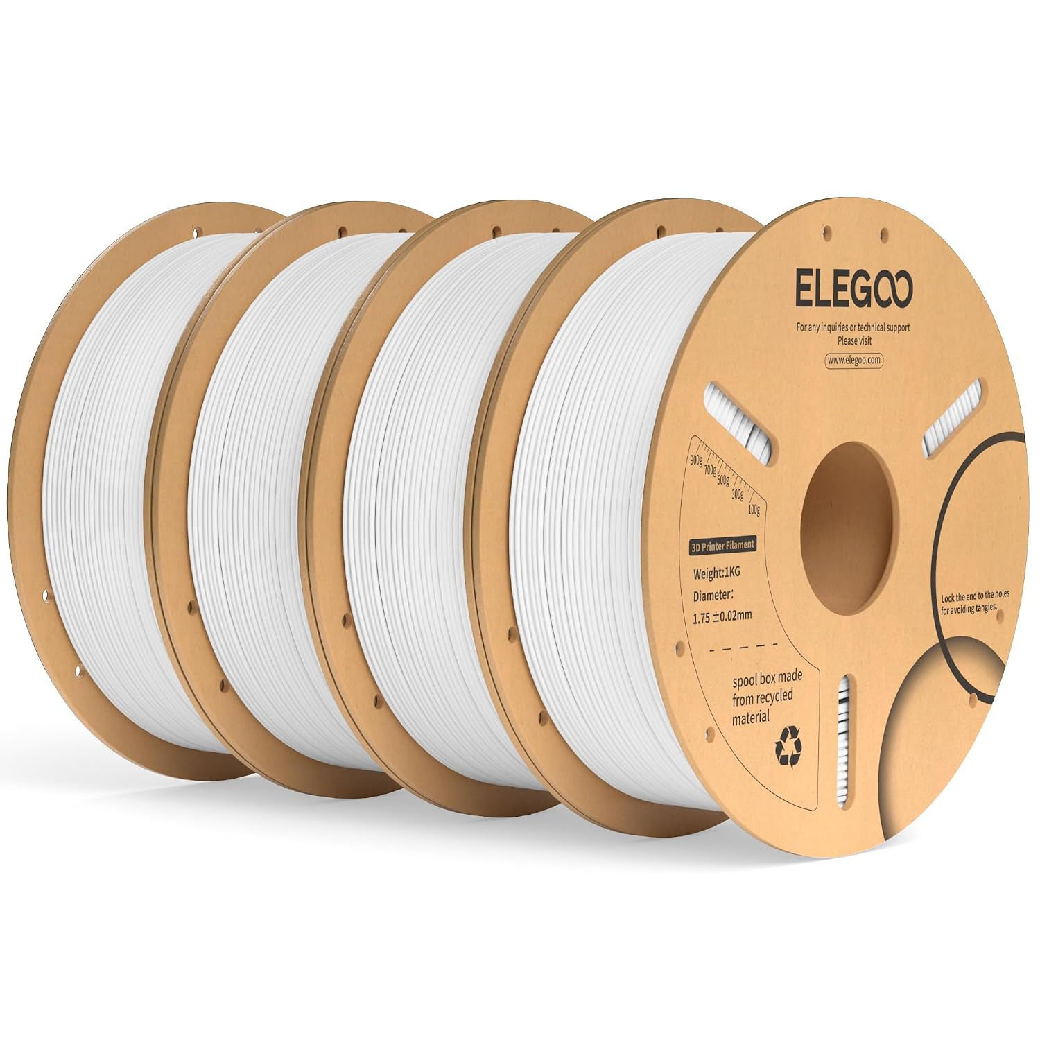 PLA plus 3D Printer Filament 1.75Mm White 4KG, Tougher & Stronger | Upgrade PLA