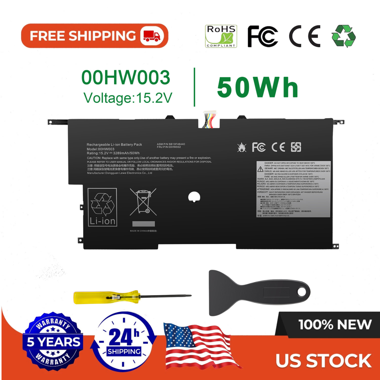 LAPTOP 00HW002 00HW003 Battery for Lenovo ThinkPad X1 Carbon gen 3 (3rd) 2015 US