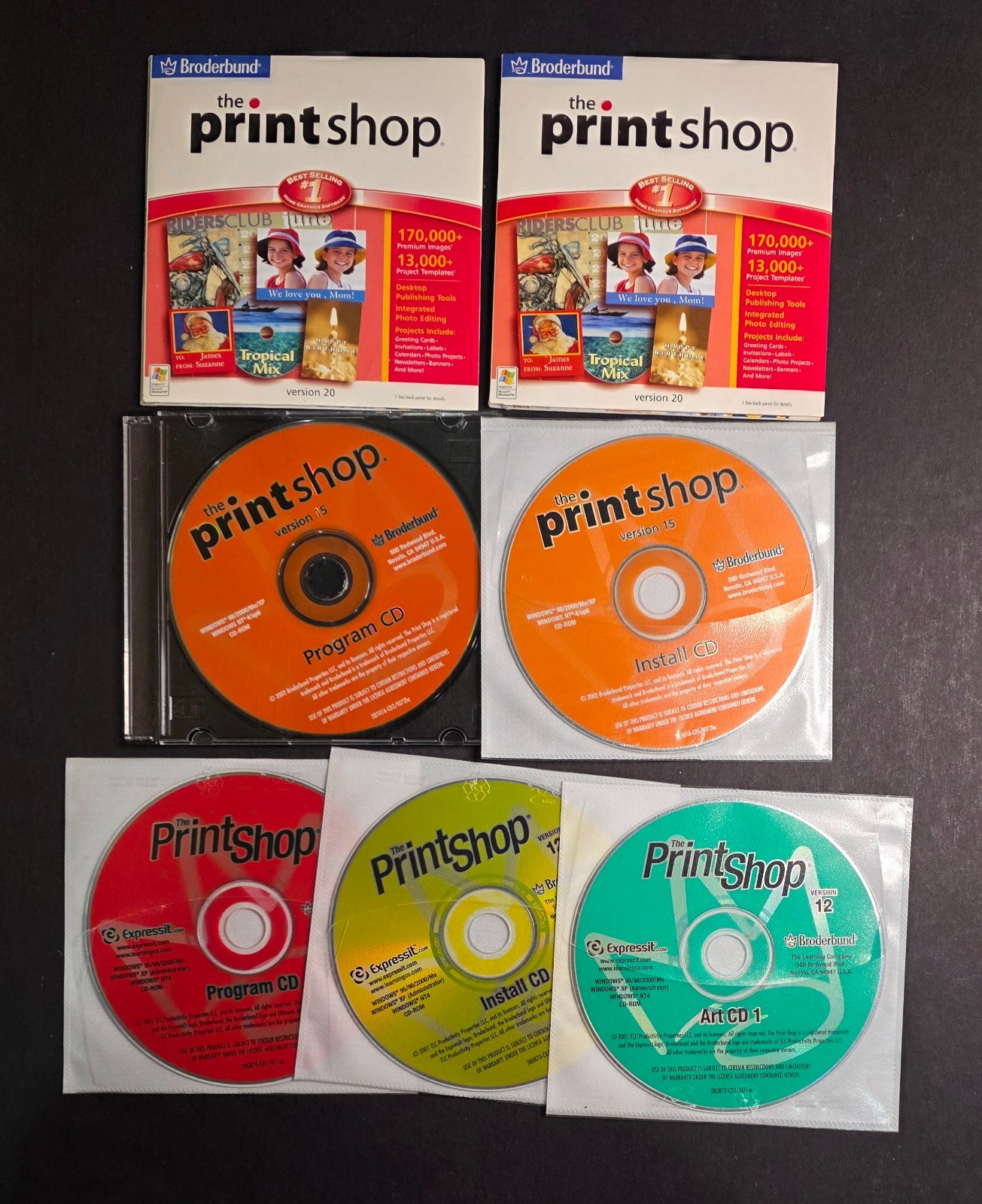 Broderbund The Print Bundle/LOT Version 20/15/12 Windows PC 9 Total Discs
