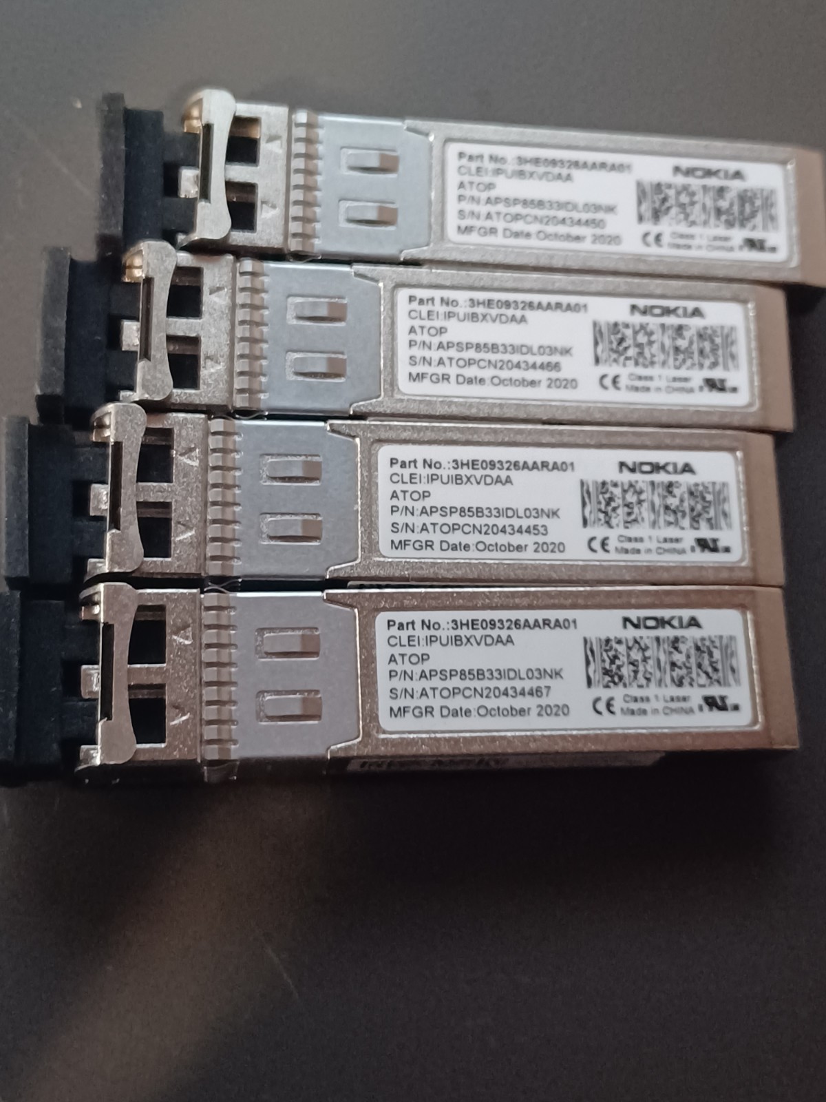 LOT 4x Genuine Nokia 3HE09326AA 01  SFP+ 10GE SR-LC  850nm  I-Temp IPUIBXVDAA
