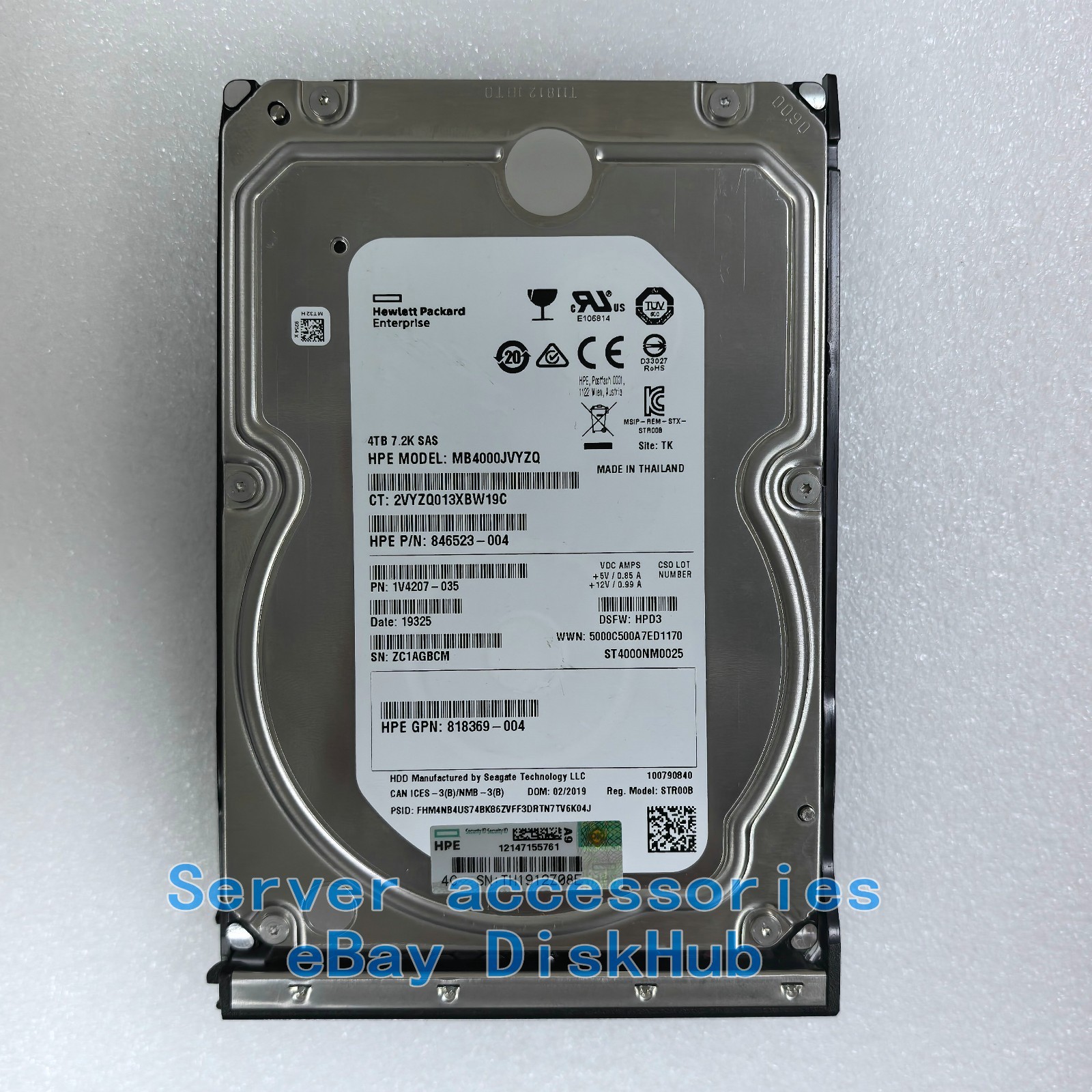 HPE 833928-B21 834134-001 4TB 7.2K 3.5" SAS 12GB/s LFF Apollo Gen10+ Hard Drive