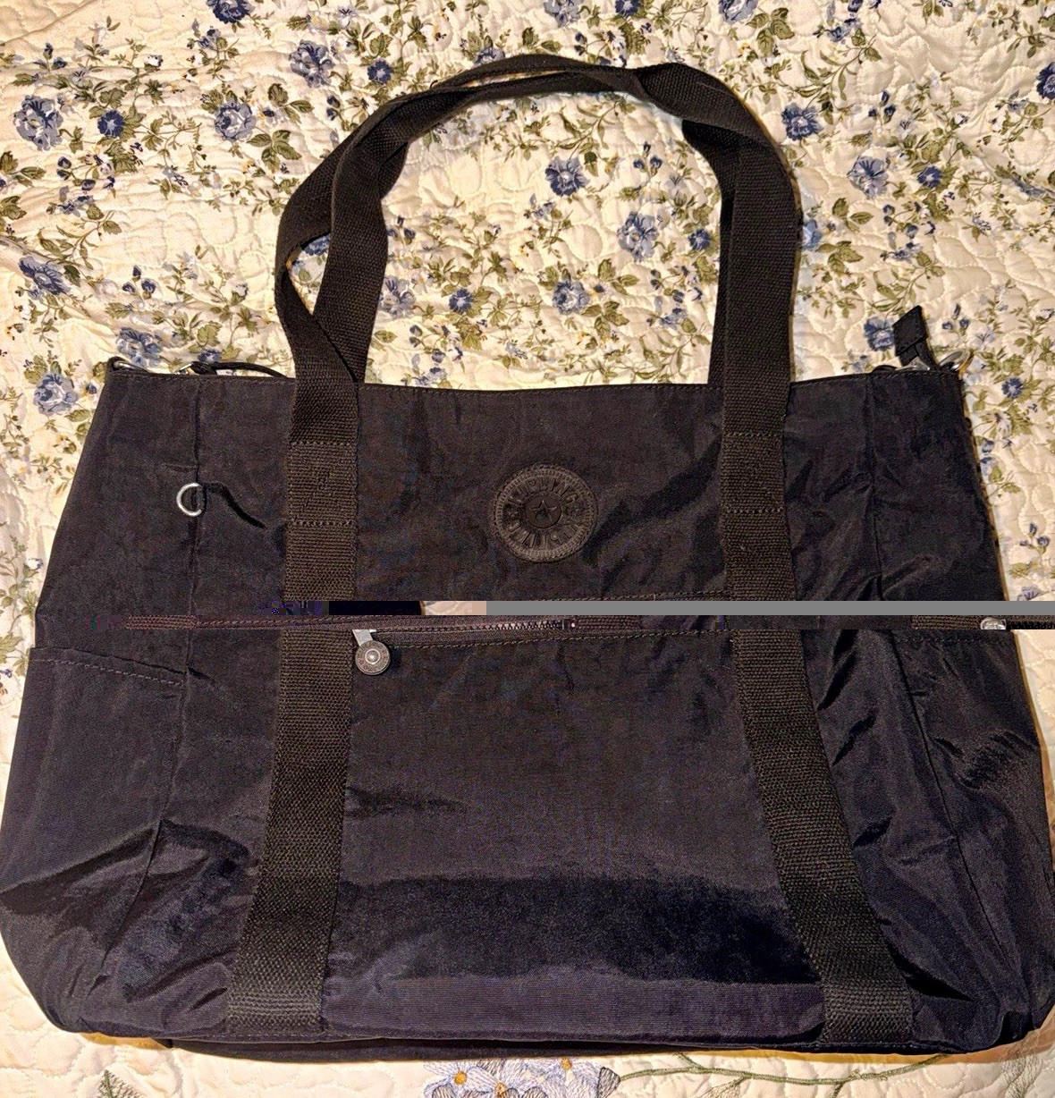 Kipling  Tote Black Nylon 13 in Laptop Padded Zipper Adjustable Strap