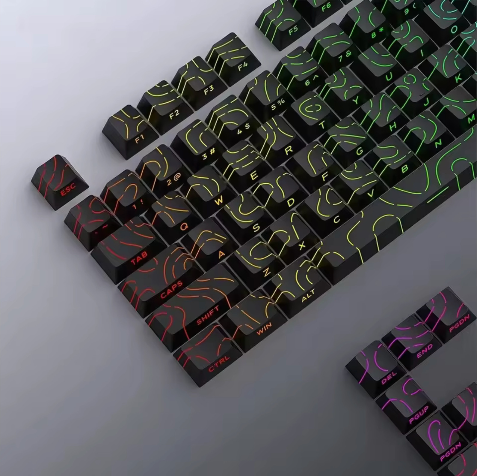Topographic Keycaps: Shine Through PBT Set for Custom Mechanical Builds