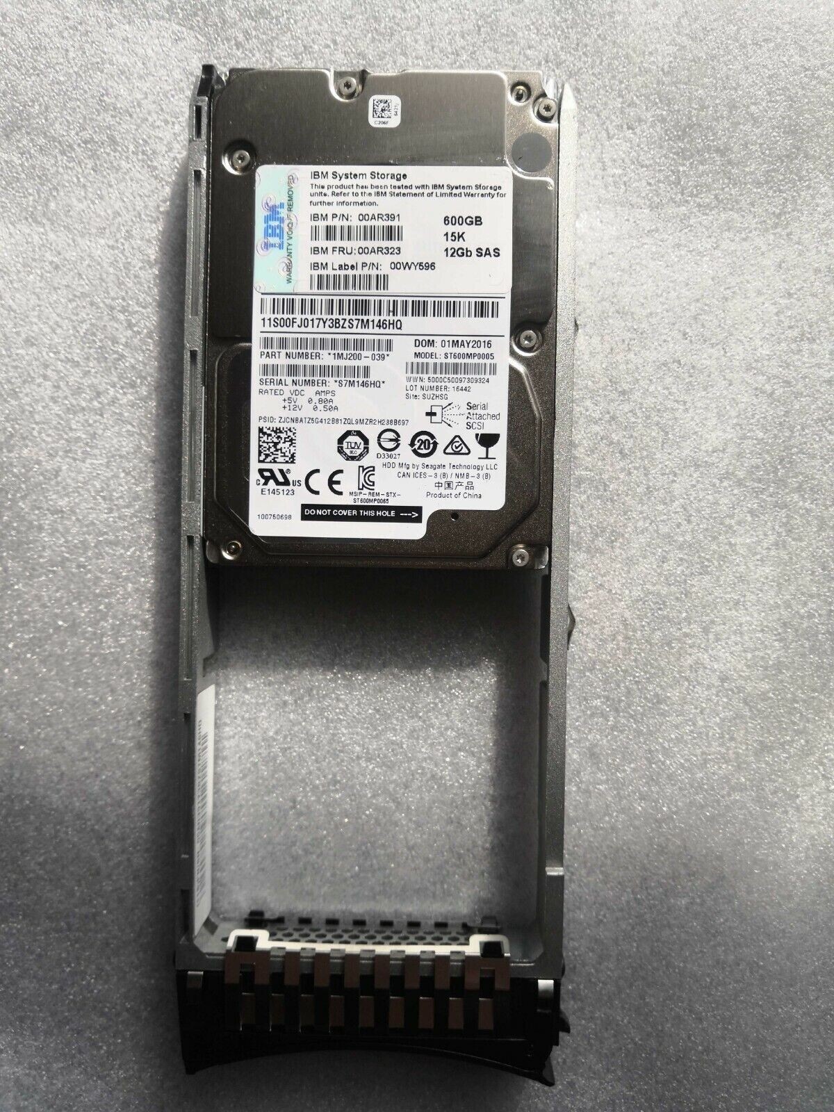 FIT FOR IBM Storwize V7000 Gen2 00AR323 00AR391 600GB 15K SAS 2.5 12G Hard Disk