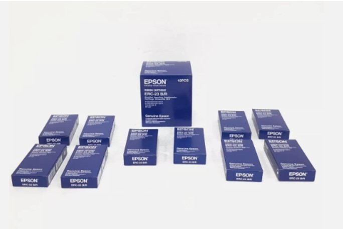 10 each Original Epson ERC-23BR Black/Red Cartridge TM267/M280 dot matrix series