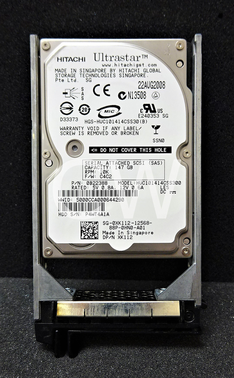 Dell XK112 0XK112 146GB 10000RPM 3Gb/s 2.5in SFF SAS Hard Drive HUC101414CSS300