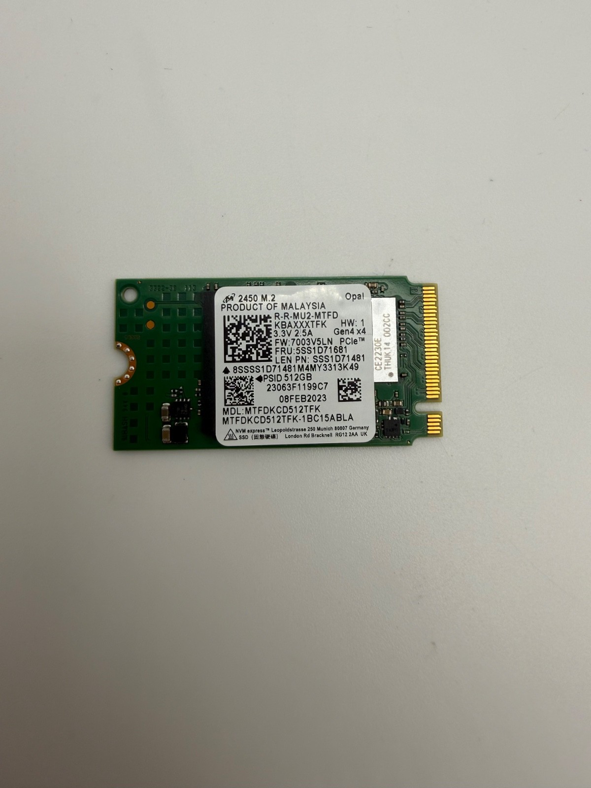 Micron 2450 MTFDKCD512TFK 512GB M.2 2242 NVMe PCIe Gen4x4 SSD Solid State Drive
