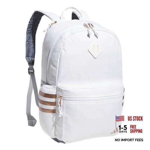 adidas Classic 3-Stripe Backpack for Laptop, One Size White/Rose Gold/5.0
