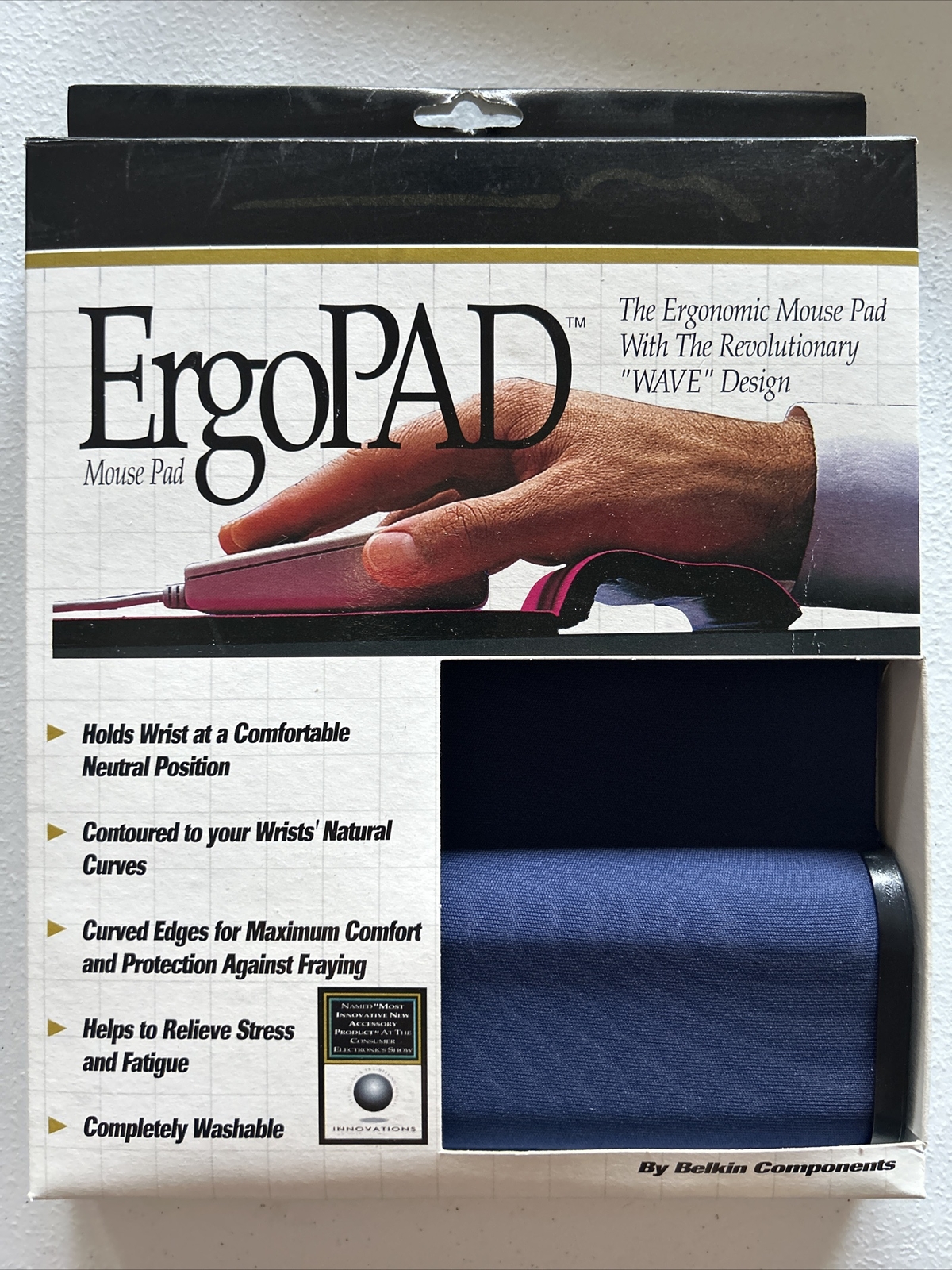 Vintage 1996 Ergonomic Mouse Pad NOS Original Belkin ErgoPAD Washable New In Box