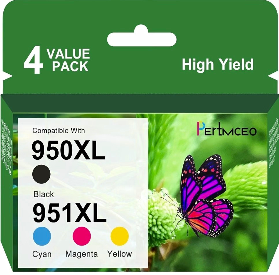 PertMCEO 950XL 951XL Compatible Ink Cartridges High Yield 4PK for HP
