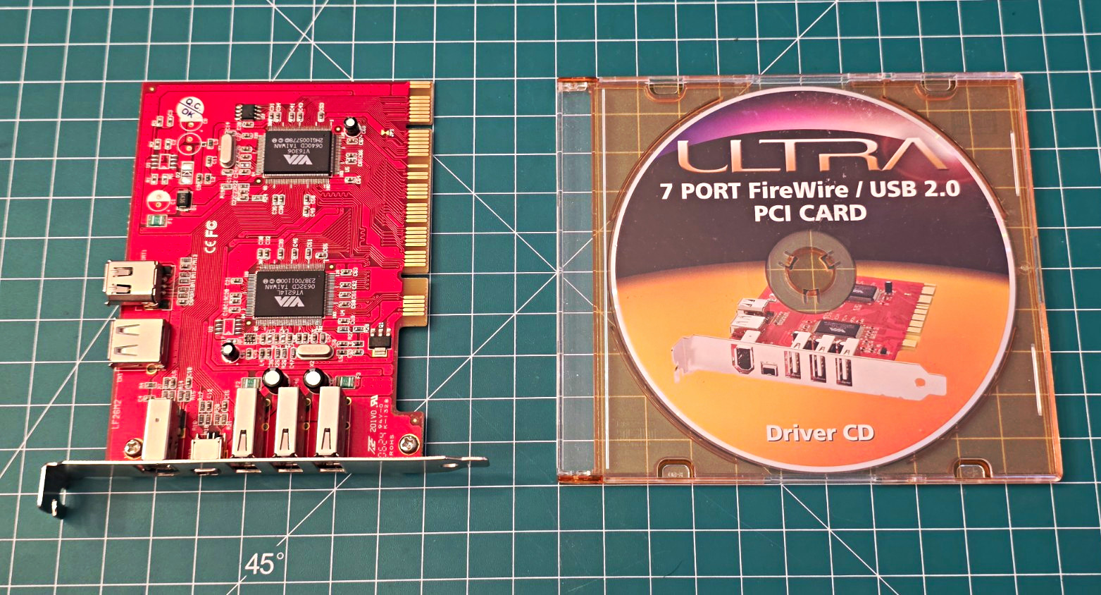 ​Ultra 7 Port PCI Card Combo FireWire IEEE 1394 USB 2.0 Expansion Card+Driver CD