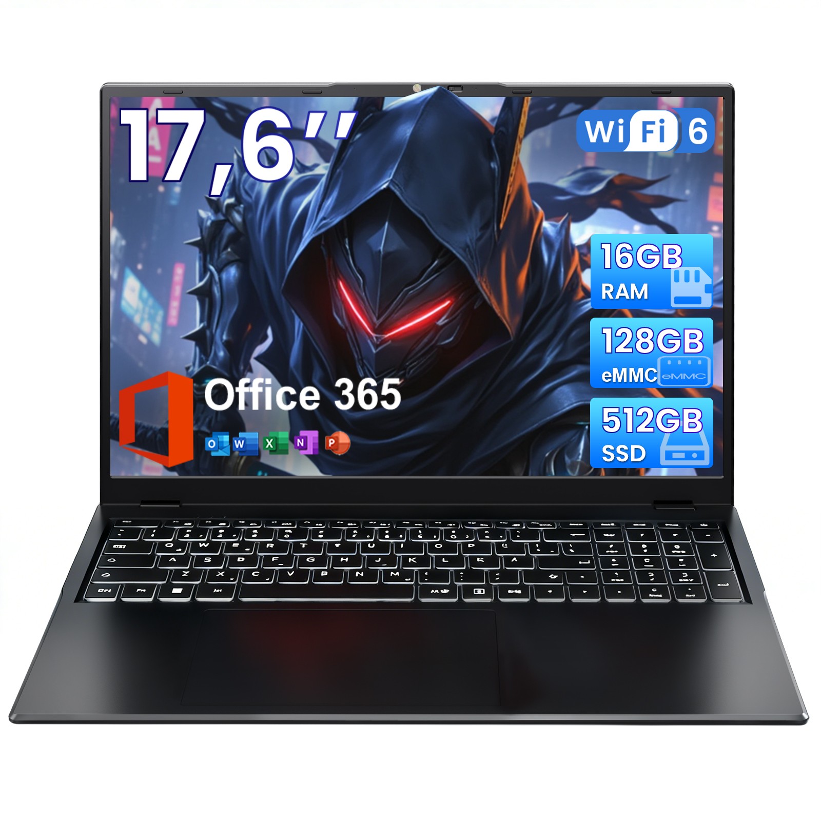 Jumper 17.6" FHD IPS Laptop Windows 11 Intel N5095 640GB SSD Office 365