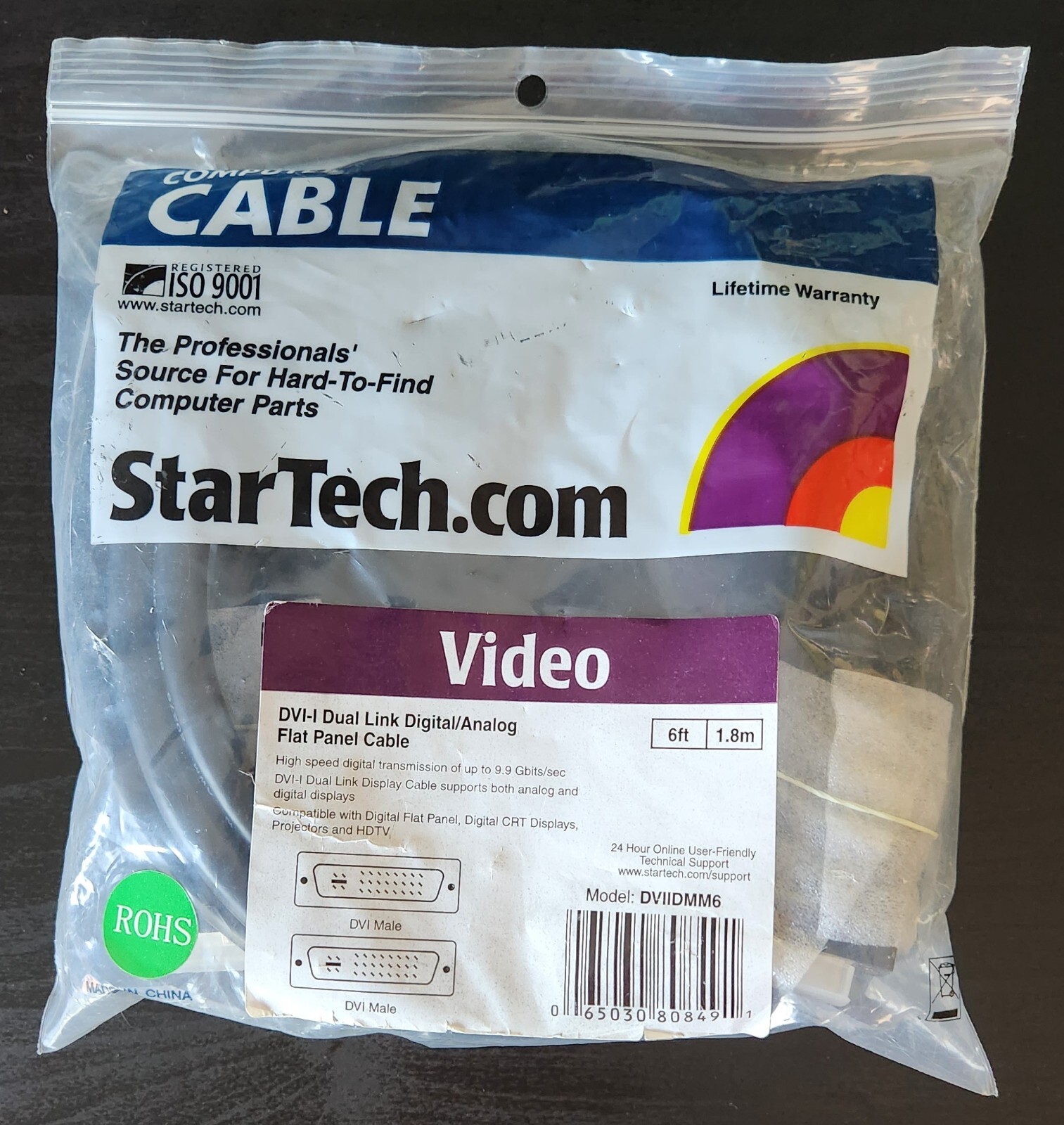 StarTech Brand DVIIDMM6 DVI-I Dual Link Flat Panel Cable 6ft