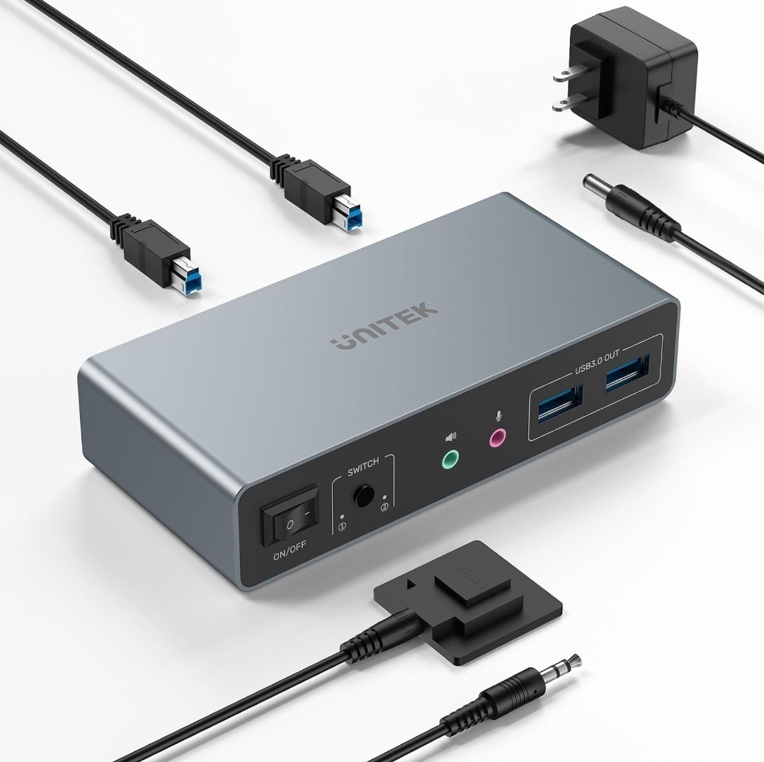 Unitek KVM Switch 2 Monitors 2 Computers 4K@60Hz HDMI+Displayport Dual Monitor
