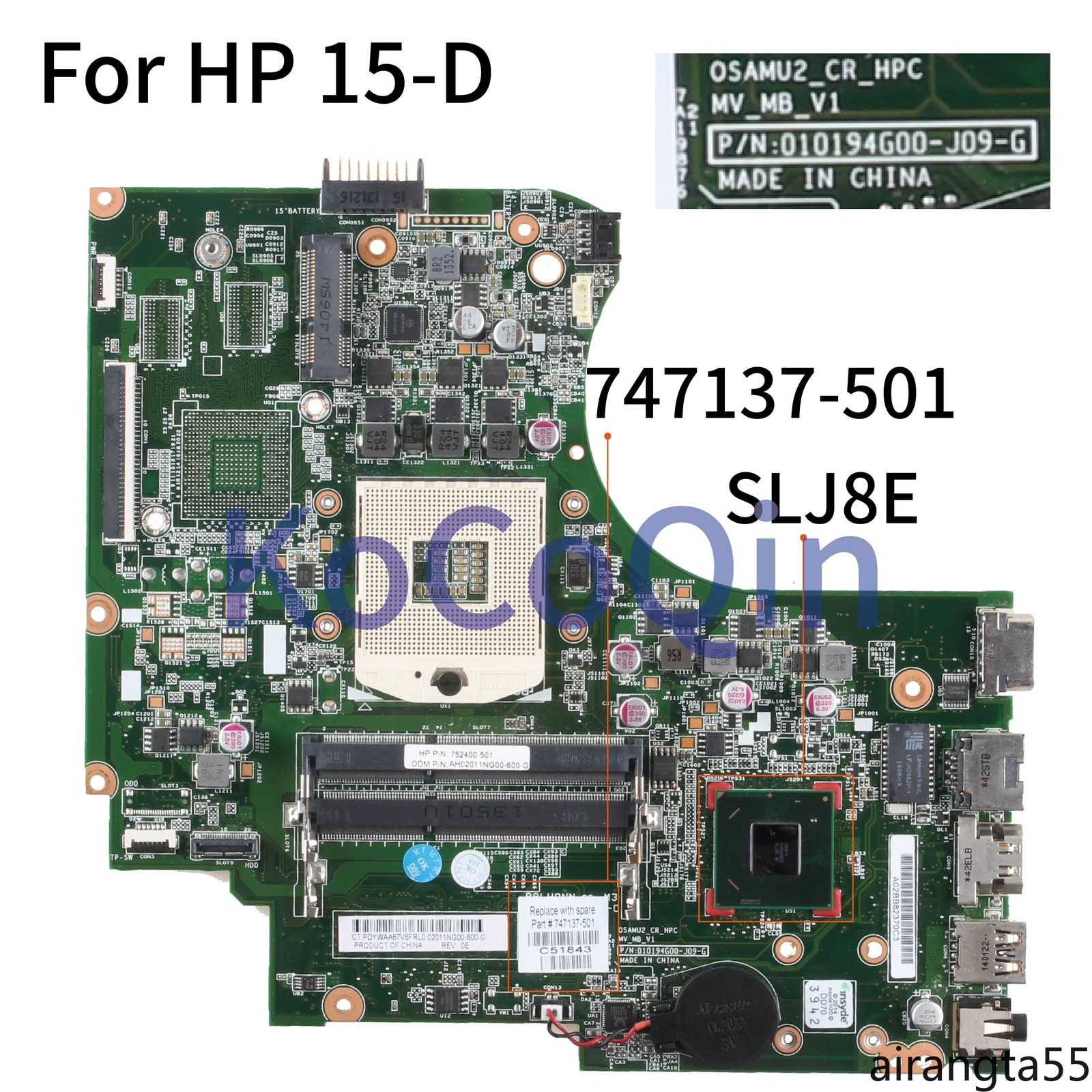For HP Pavilion 15-D 250 G2 Motherboard 747137-001 010194G00-J09-G HM76 TPN-F113