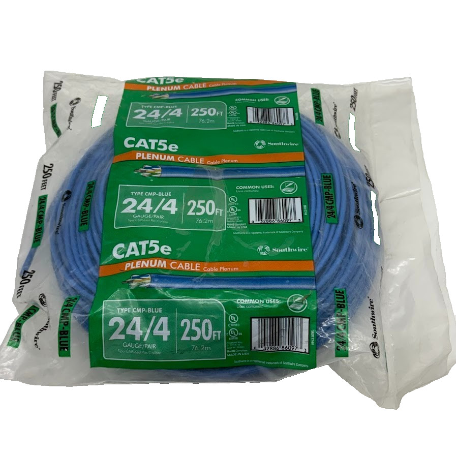 Syston Cable Technology Cat5E 250 ft. Blue 24-4 Plenum Twisted Pair Cable