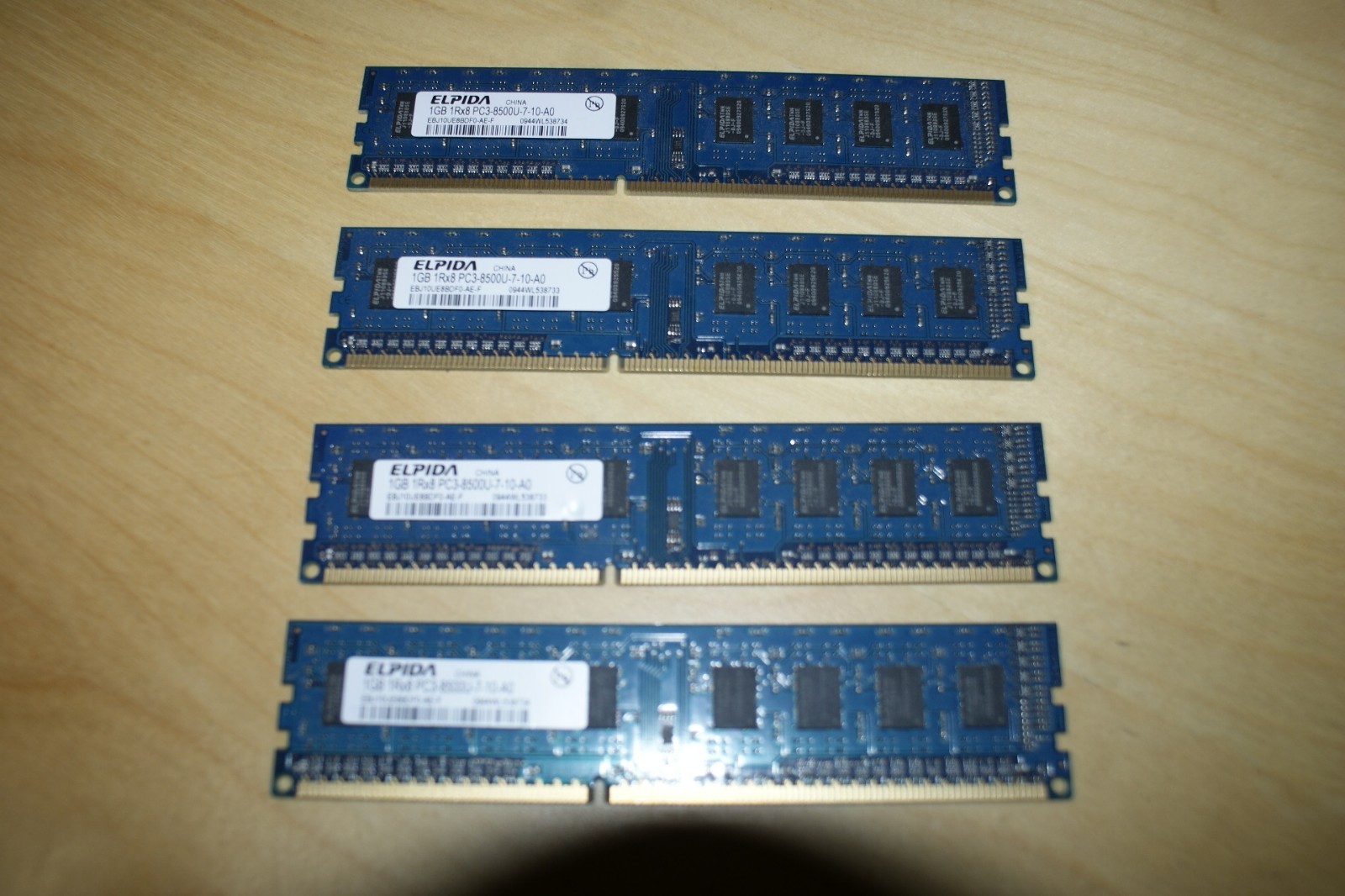 ELPIDA 1GB 1RX8 PC3-8500U RAM Module - EBJ10UE8BDF0-AE-F - SET OF 4
