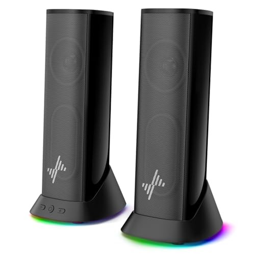  Computer Speakers for Desktop PC, Immersive Sound with RGB Lights, USB/USB-C 